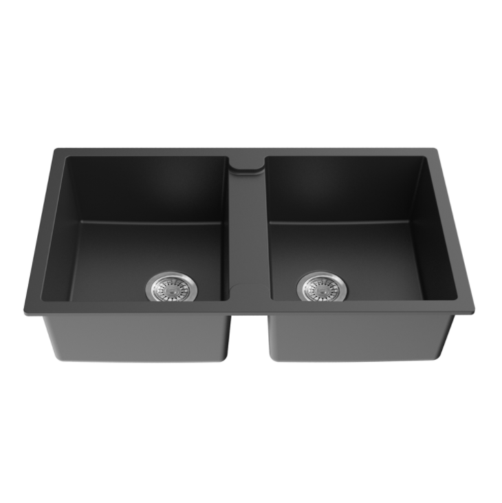 Quartz Double Bowl Kitchen Sink 860mm QKS8650D-MB